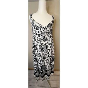 Knox Rose Women's Wide Strap Sleeveless A-Line Dress Black Floral Size Medium